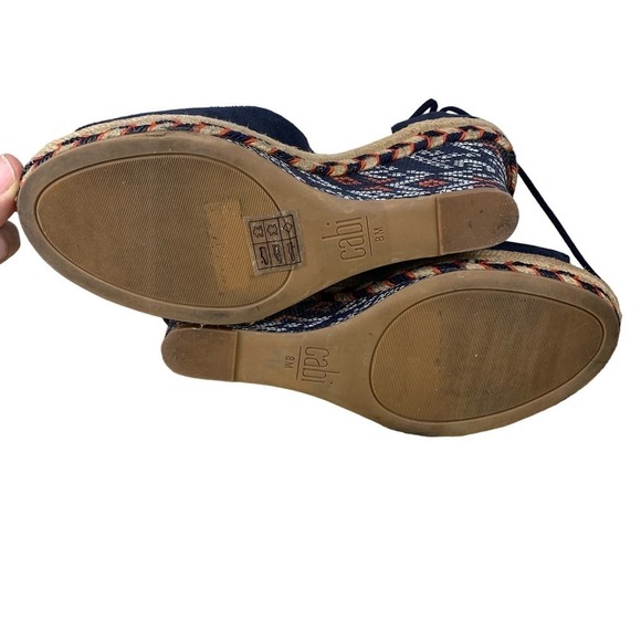 Cabi Isla Navy Southwestern Espadrille Wedges Size 8.5 - Picture 7 of 10